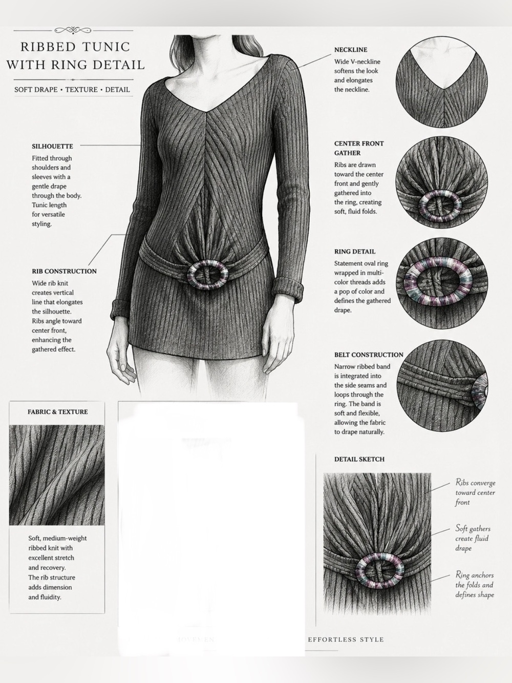 Long black rib-knitted sweater w/integrated belt & its  multicoloured buckle - Picture 4 of 13